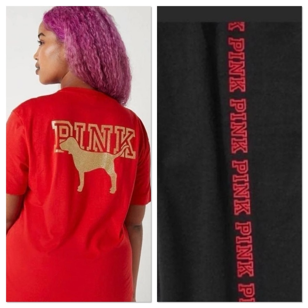 NWT VS PINK RED PEPPER GOLD GLITTER SET